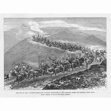 RUSSO-TURKISH WAR Turkish Cavalry at the retreat from Sevin - Antique Print 1877