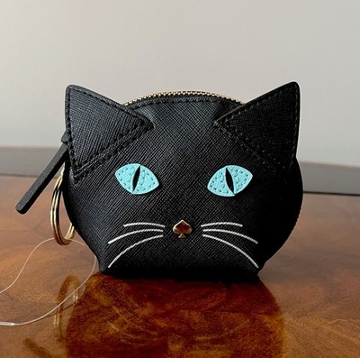 Kate Spade Cat's Meow Blue Eye Black Cat Leather Coin Purse W