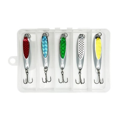 5Pcs Fishing Lures Spinner Swimbaits Sequins Lures Baits Treble Hook Fishhooks