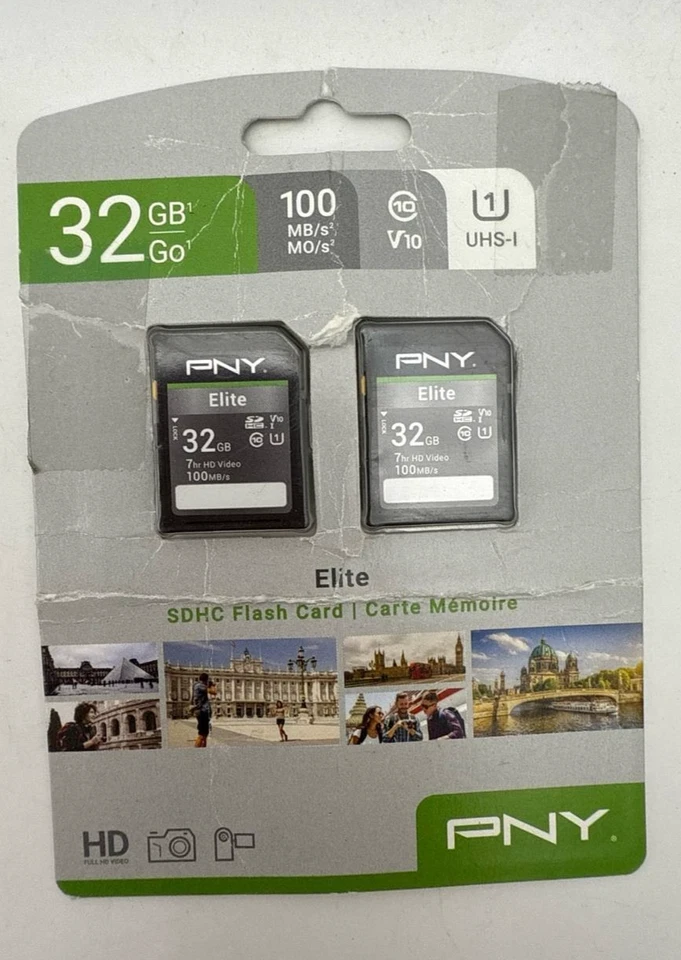 PNY Elite Class 10 U1 V10 SDHC Flash Memory Card 32GB UHS-I 100MBs Kit Pack of 2 - Image 2 of 4