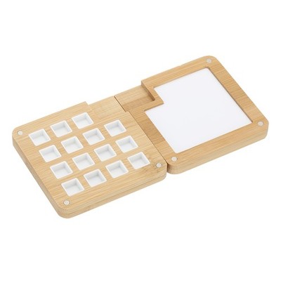 15 Grids Mini Portable Travel Paint Palette Magnetic, Wooden Light Brown