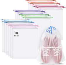 18 Pack Shoe Bags for Travel, 15.7" X 11.8" Clear Travel Shoe Bags for Packing w
