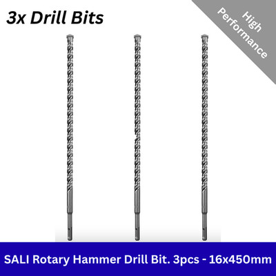 SALI Hochleistungs-Bohrhammerbohrer voll gehärtet. 3 Stück - 16 x 450 mm