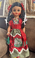 Mexican Folk Doll Sleep Eyes Braided Hair Tra...