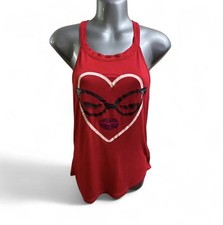 Betsey Johnson Red Tank Top with lace back Sz M