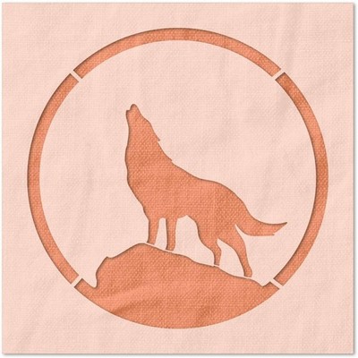 Howling Wolf Silhouette Wall Art Reusable Plastic Stencil - StencilAir