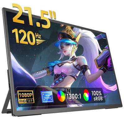 21.5'' 1920 * 1080 120Hz Portable Monitor Full HD HDMI USB C Freestanding w/VESA