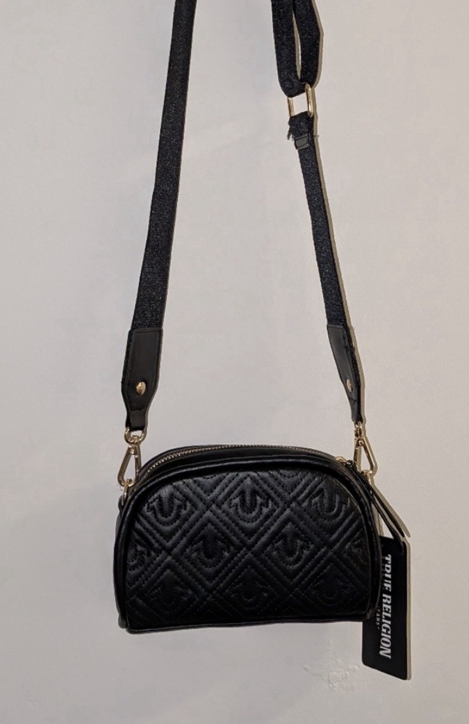 New True Religion W/ Metal Horseshoe Logo Crossbody Bag Black thumbnail 4