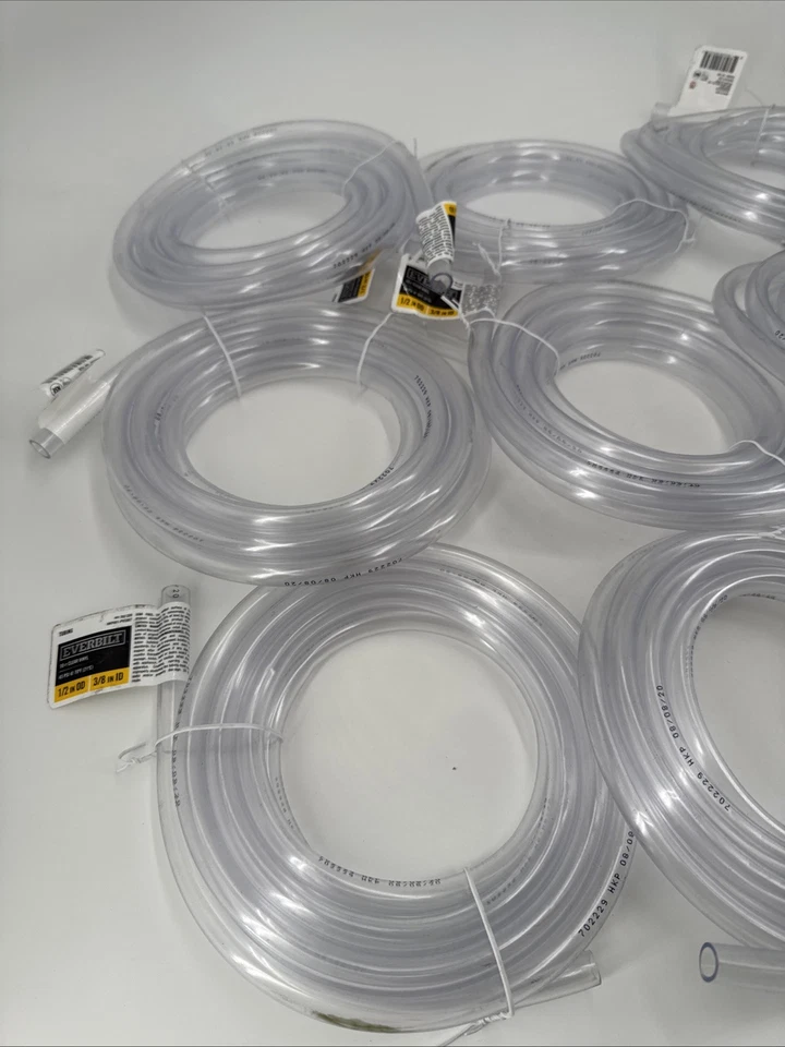 Lot of 9 10 ft. PVC CLEAR VINYL TUBING 3/8" ID 1/2" OD 45 PSI | 70°F - Image 2 of 4