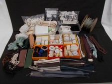 JOB LOT VINTAGE HABERDASHERY REMNANTS RIBBONS LACE ELASTIC ZIPS CURTAIN TAPE ETC