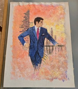 Original Vintage Painting Advertisement For Mens Clothing H-R Studio Inc...