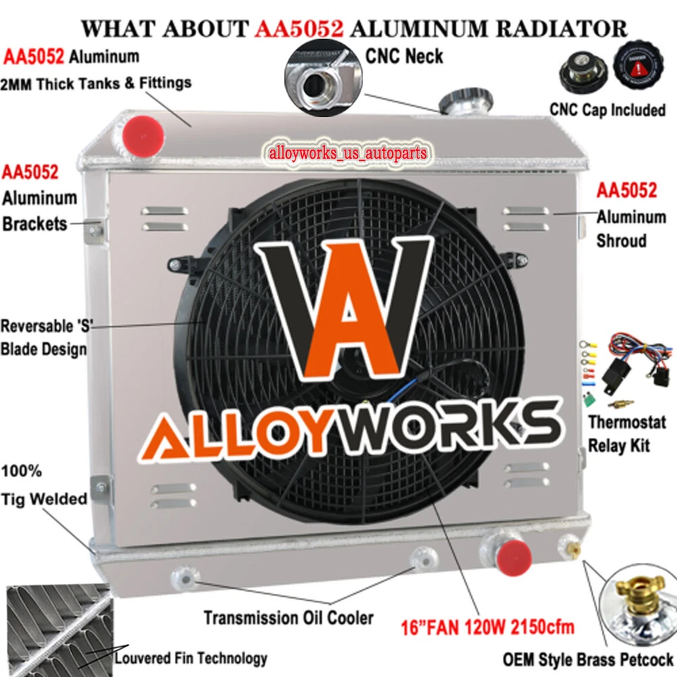 4 Row Radiator Shroud Fan Kits For 1963-1966 1965 Chevy C10 C20 C30 Truck Pickup Foto 2 de 4