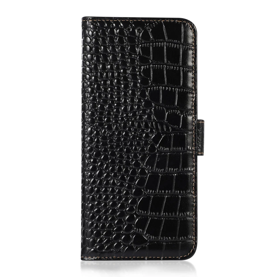 Crocodile Genuine Leather Flip Wallet Case Cover for Samsung S25 Ultra A16A36A56 - Image 2 of 4