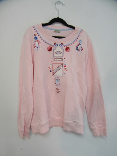 KENZO KIDS pink with red and blue geo print long sleeve sweater girls sz 16A
