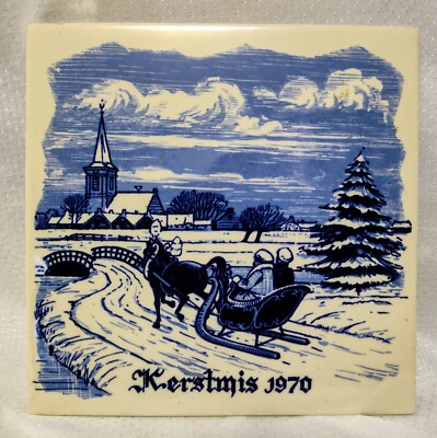 Vintage V.K Delfts/Delft* Made In Holland*Ceramic Tile*Christmas 1970*2nd Issue