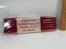 Lot 12 Vintage Wood Red Pencils Musgrave "LA SCHOOLS" No Eraser Med. Large Dia