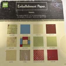 MAKING MEMORIES EMBELLISHMENT PAPER 6X6 - TRAVEL 45 OF 48 SHEETS