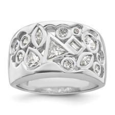 Sterling Silver Multi-shaped Cubic Zirconia Ring Size 6 for Women 6.17gm