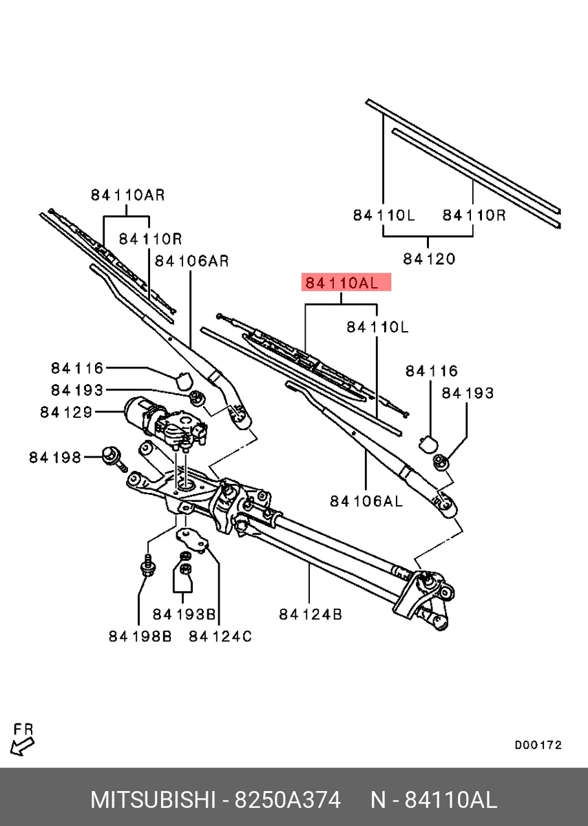 Genuine OE Wiper Blade Assembly 8250A374 for Mitsubishi 8250-A374 