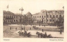 B050 Romania Bucuresti Bucharest Koenigliches Scholl Castle Car vintage postcard