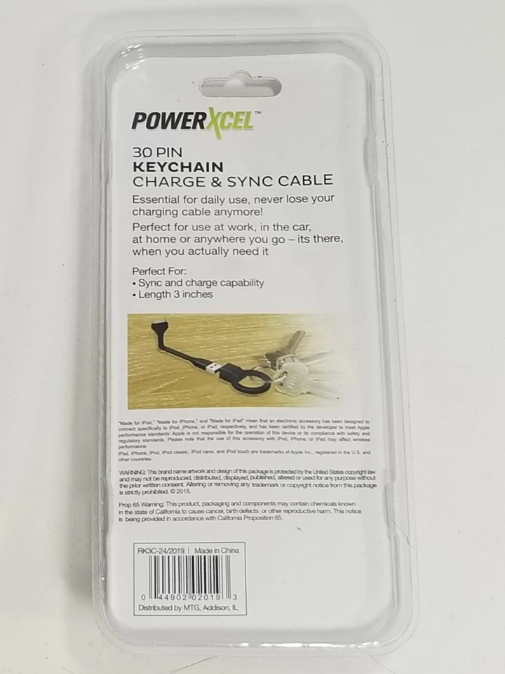 30-Pin Keychain Charge Sync Cable Perfect for on the Go iPod iPhone iPad - Image 2 of 2