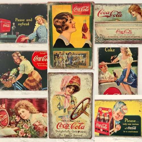 Coca Cola Vintage Billboard Tin Sign, Metal Poster Plaque 8x12" Pub Club Tavern