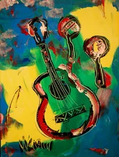 GUITAR ART  FEST  by Mark Kazav pop art Abstract Modern CANVAS Original   TF3FG