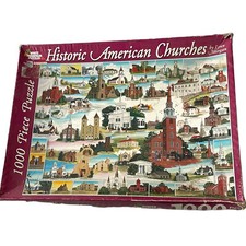 Rare White Mountain Historic American Churches Jigsaw Puzzle 1000 Piece 2001