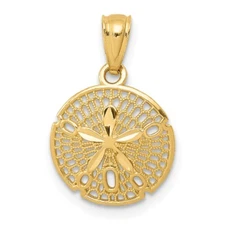 14k Yellow Gold Polished Filigree Sand Dollar Pendant 0.52gm L-17mm, W-11mm