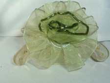 VINTAGE GREEN BEADED FLOWER HAIR CLAW CLIP UP DO ACCESSORY