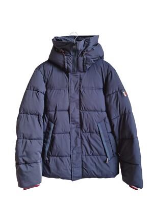 Tommy Hilfiger Mens Navy Sky Captain Water-Repellent Hooded Bomber Jacket  L UK