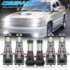 For Chevy Avalanche 2002-2005 6x 6000K LED Headlight High Low Fog Bulb Combo Kit