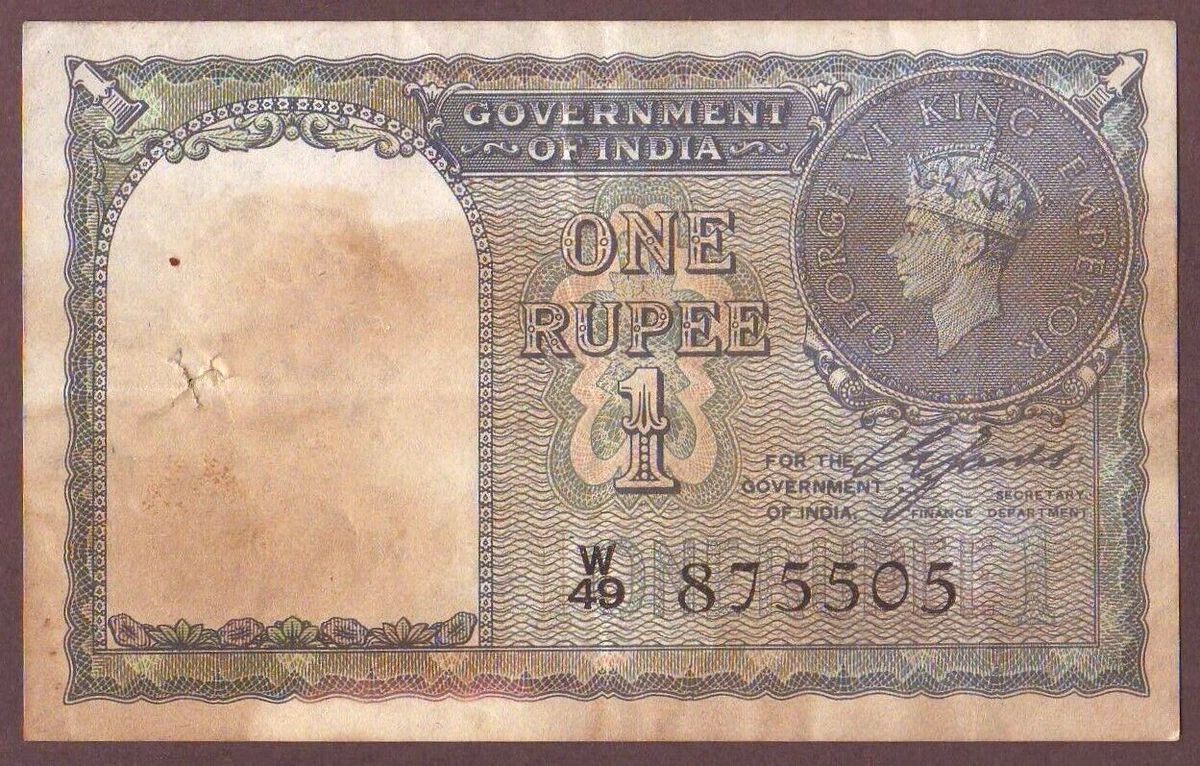 インド政府 1940年代 1ルピー紙幣キングジョージ6世 インド政府 1940年代 1ルピー紙幣キングジョージ6世 2025年最新