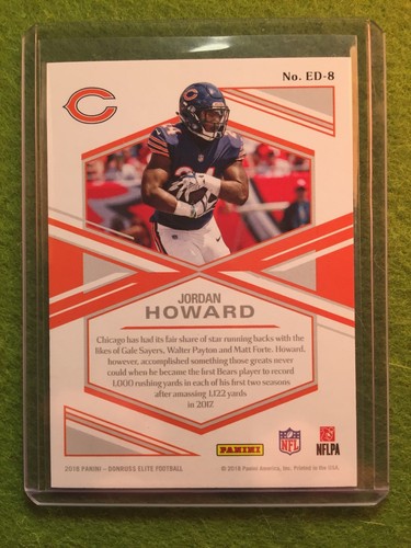 JORDAN HOWARD Gold PRIZM 2018 GOLD REFRACTOR SSP Elite Deck #8 Bears #/10 SP - Picture 12 of 12