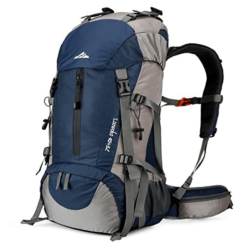 50L Hiking Backpack, Waterproof Camping Essentials Bag with Rain Dark Blue-image