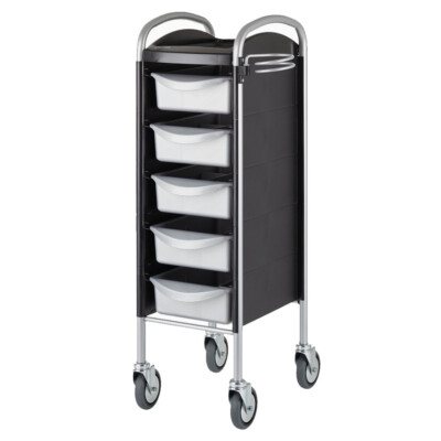 Arbeitswagen Piccolo 6002 BASIC HIGH silber-schwarz Efalock Friseurbedarf