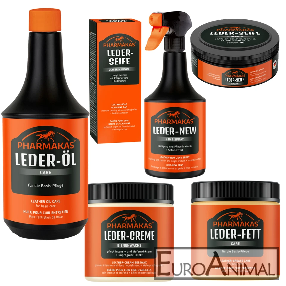 PHARMAKAS® Lederpflege Lederöl Lederfett Lederseife Sattelseife Leder-New