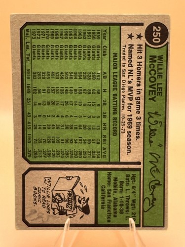 1974 Topps Willie McCovey AI Grade: EX #250 San Diego Padres Free Shipping HOF - Picture 2 of 2