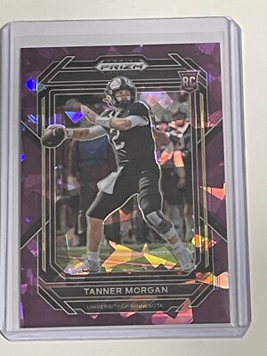 2023 Panini Prizm Draft Picks Tanner Morgan Purple Cracked Ice 125/149!