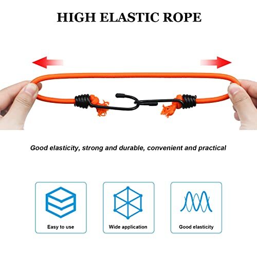 1/4" Bungee Shock Cords with Hooks 32 Feet Elastic Nylon Cords Kayak Stretch ... - Picture 5 of 7