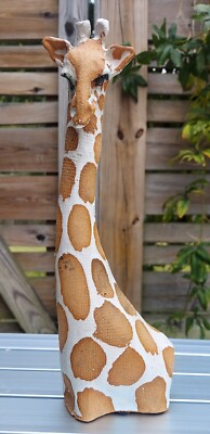 #ad Spotted Giraffe Figurine 13quot; Tall Stoneware Pottery Ceramic Statue $29.62