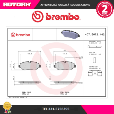 Kit pastiglie freno anteriore BREMBO P 50 093