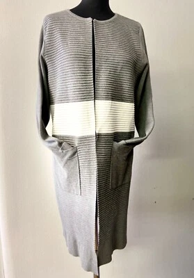 Manteau pull gris ouvert devant vintage années 90 | Tricot viscose gris doux ... - Photo 1/4