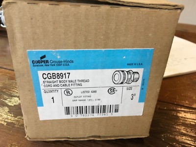 Crouse-Hinds CGB8917 strain relief cord connector...3 ....NIB.