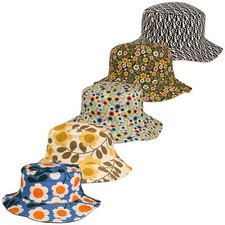 Regata Orla Kiely Womens Bucket Hat Cotton Reversible Print and Plain