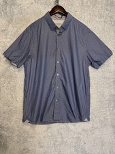 Ted Baker London Shirt Mens 6 XL Blue Short Sleeve Button Up Micro Dot Print