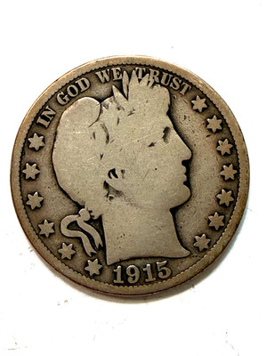 1915-P Original Silver Barber Half Dollar - Key  Date - Avg Circ (G+)