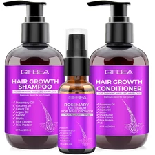 Hair Growth Shampoo and Conditioner Set with Rosemary, Biotin, Argan, and Castor
