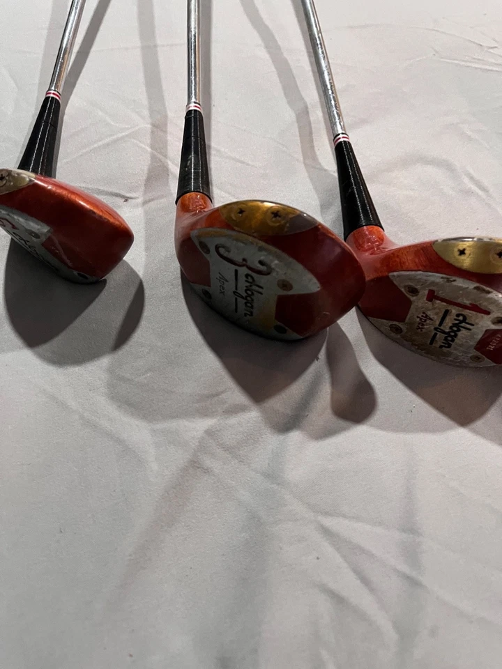 Ben Hogan Apex Driver, 1,3,5 Woods Persimmon heads. Original Shafts and Grips. - Image 2 of 4