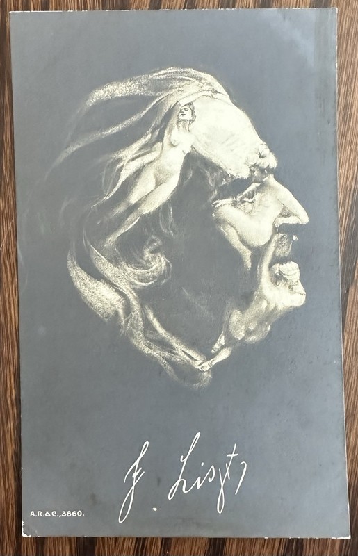 Early Metamorphic Postcard. Franz Liszt’s Head Formed From Nude Women.
